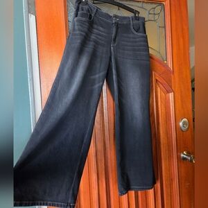 HALARA Black Wide-Leg Low-Rise Jeans L